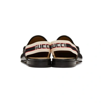 Shop Gucci Black Leather Roos Loafers In 1073 Nero