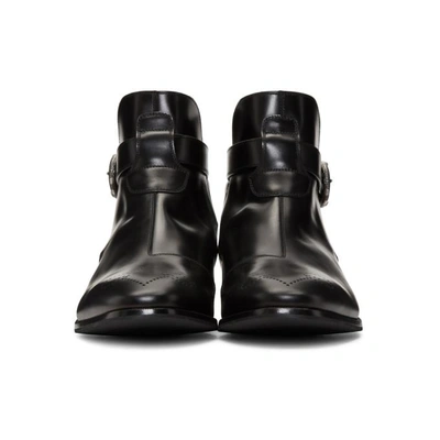 Shop Gucci Black Side Buckle Guccy Plata Boots In 1000 Nero