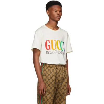 Shop Gucci White Cities T-shirt In 7550 Offwht