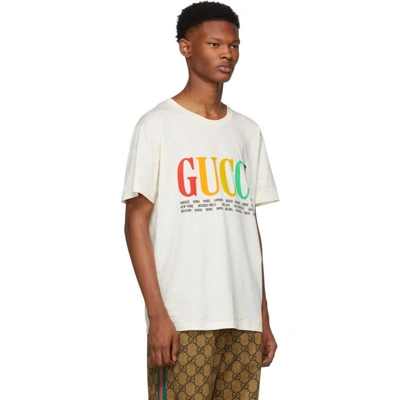 Shop Gucci White Cities T-shirt In 7550 Offwht