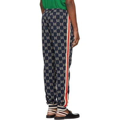 Shop Gucci Navy Gg Supreme Lounge Pants In 4245bluered