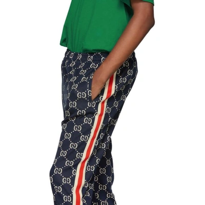 Shop Gucci Navy Gg Supreme Lounge Pants In 4245bluered