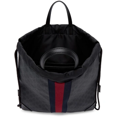 Shop Gucci Black Gg Supreme Drawstring Backpack In 1071 Black