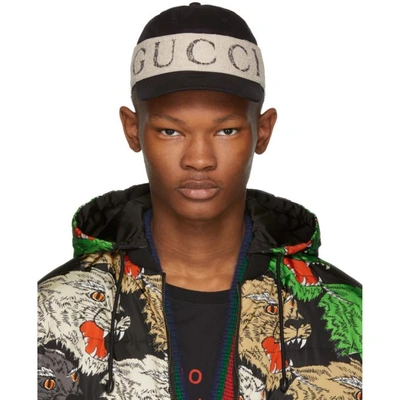 Shop Gucci Black Logo Band Cap In 1077 Black