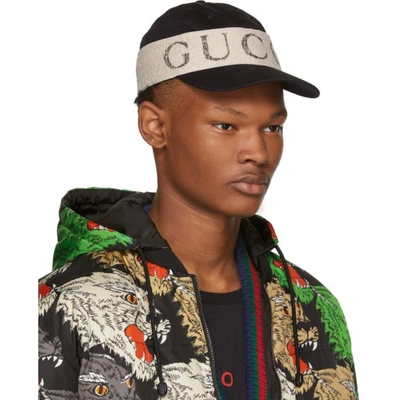 Shop Gucci Black Logo Band Cap In 1077 Black