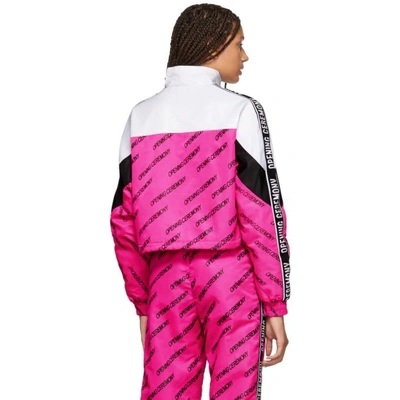 Shop Opening Ceremony Pink And White Cropped Warm Up Jacket In 6910 Magent