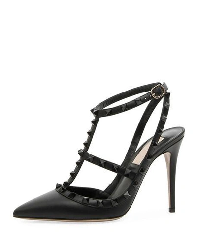 Shop Valentino Rockstud Leather 100mm Pumps In Nero