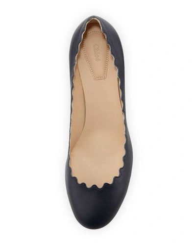 Shop Chloé Scalloped Leather Pumps In Pink Tea