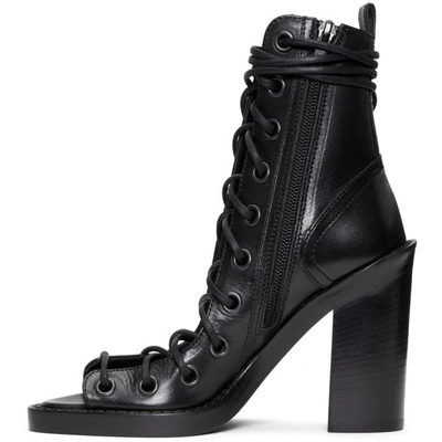 Shop Ann Demeulemeester Black Lace-up Heeled Sandals In 099 Black