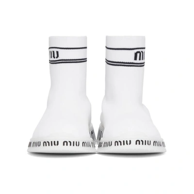 Shop Miu Miu White Sock High-top Sneaker In F0964 White