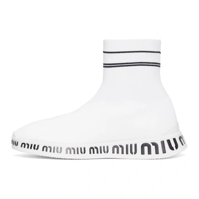 Shop Miu Miu White Sock High-top Sneaker In F0964 White