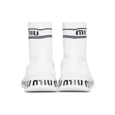 Shop Miu Miu White Sock High-top Sneaker In F0964 White