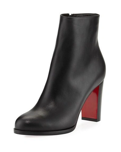 Shop Christian Louboutin Adox Leather Block-heel Red Sole Boots In Black