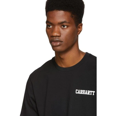 Shop Carhartt Work In Progress Black College Script Logo T-shirt In 8990 Black