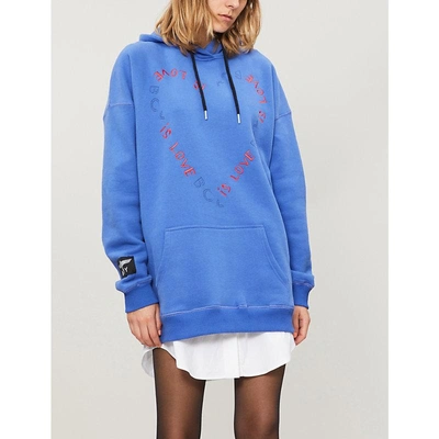 Shop Boy London Is Love Cotton-jersey Hoody In Blue