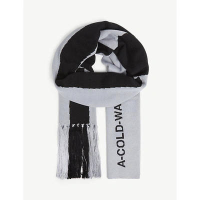 Shop A-cold-wall* Logo Print Wool-blend Scarf In Grey