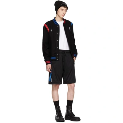 Shop Marcelo Burlon County Of Milan Black Wool Nba Bomber Jacket In Blackmulti