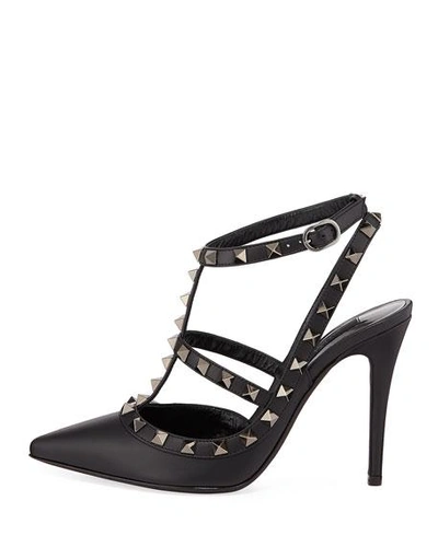 Shop Valentino Rockstud Noir Slingback 100mm Pump, Black