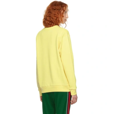 Shop Gucci Yellow Embroidered Leopard Logo Sweater In 9401 Ivory