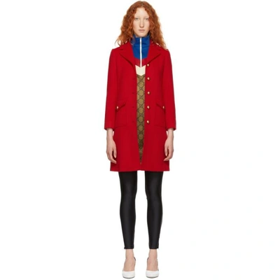 Shop Gucci Red Classic Gg Wool Coat In 6562 Red