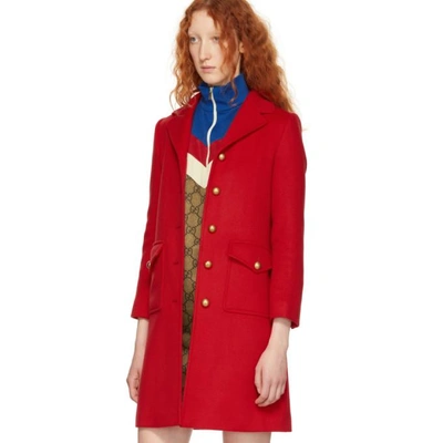 Shop Gucci Red Classic Gg Wool Coat In 6562 Red