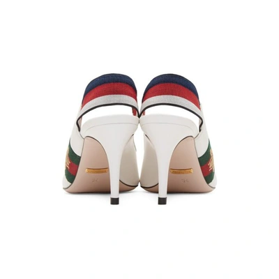 Shop Gucci White Sylvie Elastic Heels In 9140 White