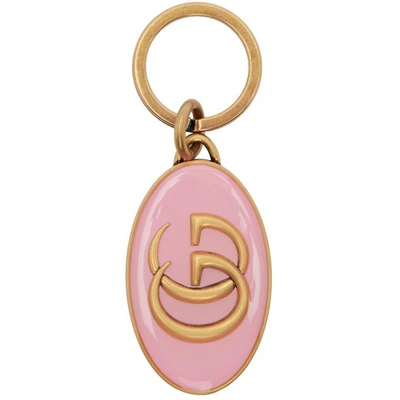 Shop Gucci Pink And Gold Gg Keychain In 8991 Pink