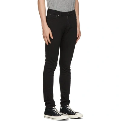 Shop Nudie Jeans Black Skinny Lin Jeans In Blk/blk