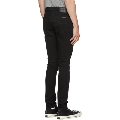 Shop Nudie Jeans Black Skinny Lin Jeans In Blk/blk