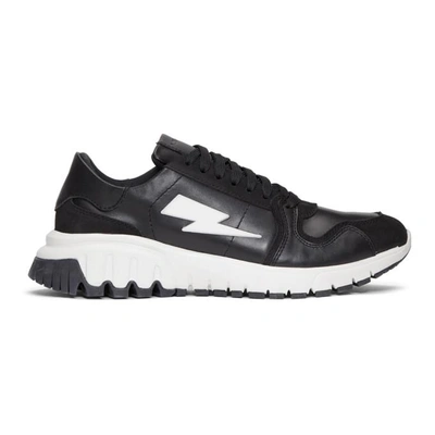 Shop Neil Barrett Black Retro Runner Sneakers In 524.blk.whi