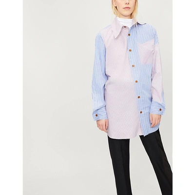 Shop Vivienne Westwood 洛蒂 拼凑物-条纹 棉 衬衫 In Mix Blue/red Stripes