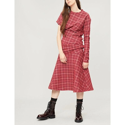 Shop Calvin Klein 205w39nyc Checked Woven Dress In Red/navy/white