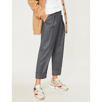 Shop Brunello Cucinelli Cropped Mid-rise Wool-blend Straight-leg Trousers In Grey