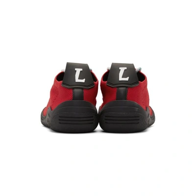 Shop Lanvin Red Low-top Knit Diving Sneakers In 30.red