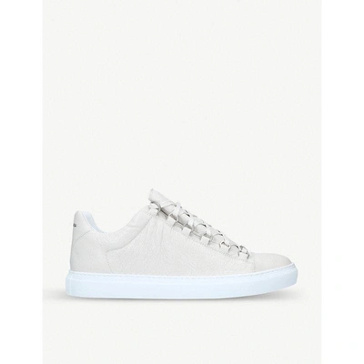 Shop Balenciaga Mens White Arena Leather Sneakers