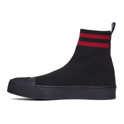 Shop Neil Barrett Black Sock Skater Mid Sneakers In 1076.redblk