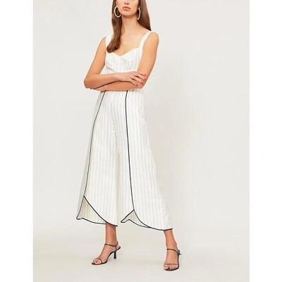 Shop Alexis Edaline Stripe Twill Wide-leg Jumpsuit In Navy Stripes