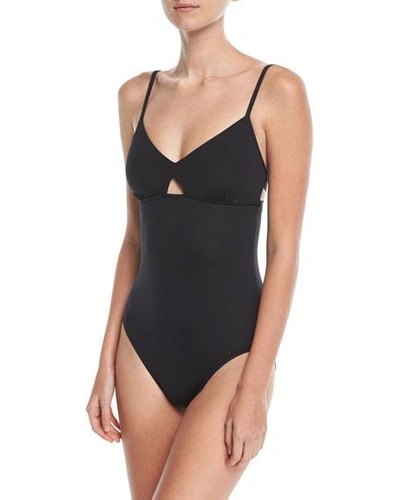 Shop Seafolly Active Keyhole Maillot One-piece Swimsuit In Black