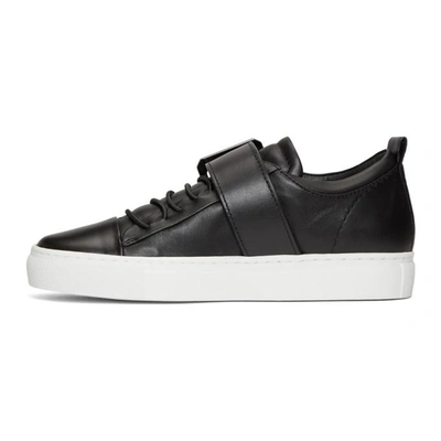 Shop Lanvin Black Square Buckle Nappa Leather Sneakers In 10 Black