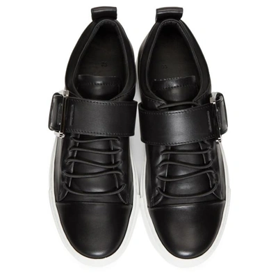 Shop Lanvin Black Square Buckle Nappa Leather Sneakers In 10 Black