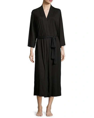 Shop Natori Plus Size Shangri-la Jersey Robe In Black