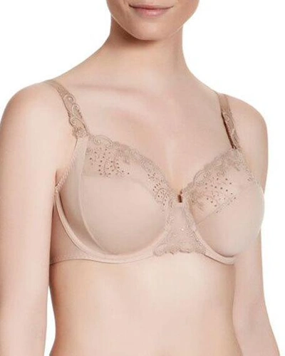 Shop Simone Perele Delice Floral-embroidered Full Cup Bra In Nude