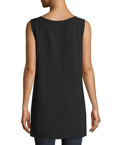 Shop Gucci Ruthie Sleeveless High-low Hem Silk Blouse In Black