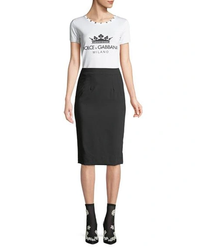 Shop Dolce & Gabbana Classic Suiting Knee-length Pencil Skirt In Black