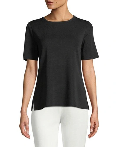Shop Misook Plus Size Short-sleeve Shell In Black