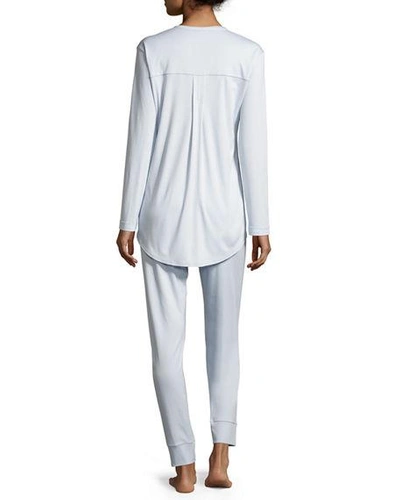 Hanro Pure Essence Two-piece Pajama Set In Blue Glow