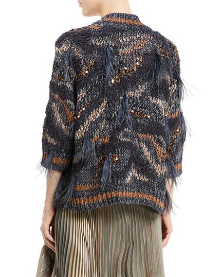 Brunello Cucinelli Feather And Sequin-embellished Metallic Cotton-blend ...