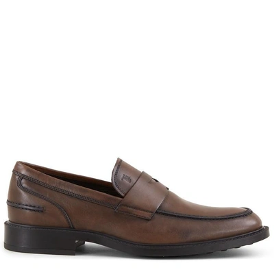 Shop Tod's Loafers In Leather In Brown