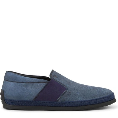 Shop Tod's Ons In Split Leather In Blue