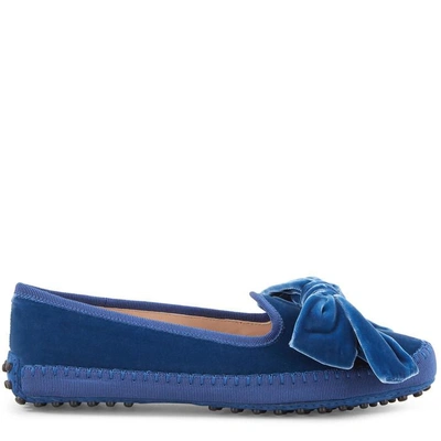 Shop Tod's Gommino Slippers In Velvet In Blue